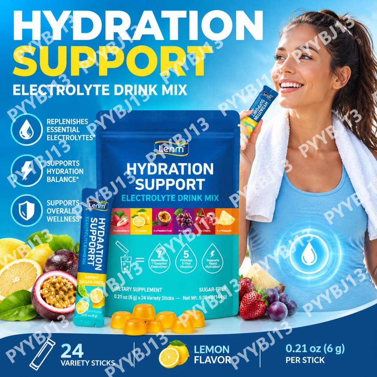 Electrolyte Powder Pack - Suikervrij Elektrolytenpoeder, Hydratatie Drinkmix Pakketten, Elektrolyten