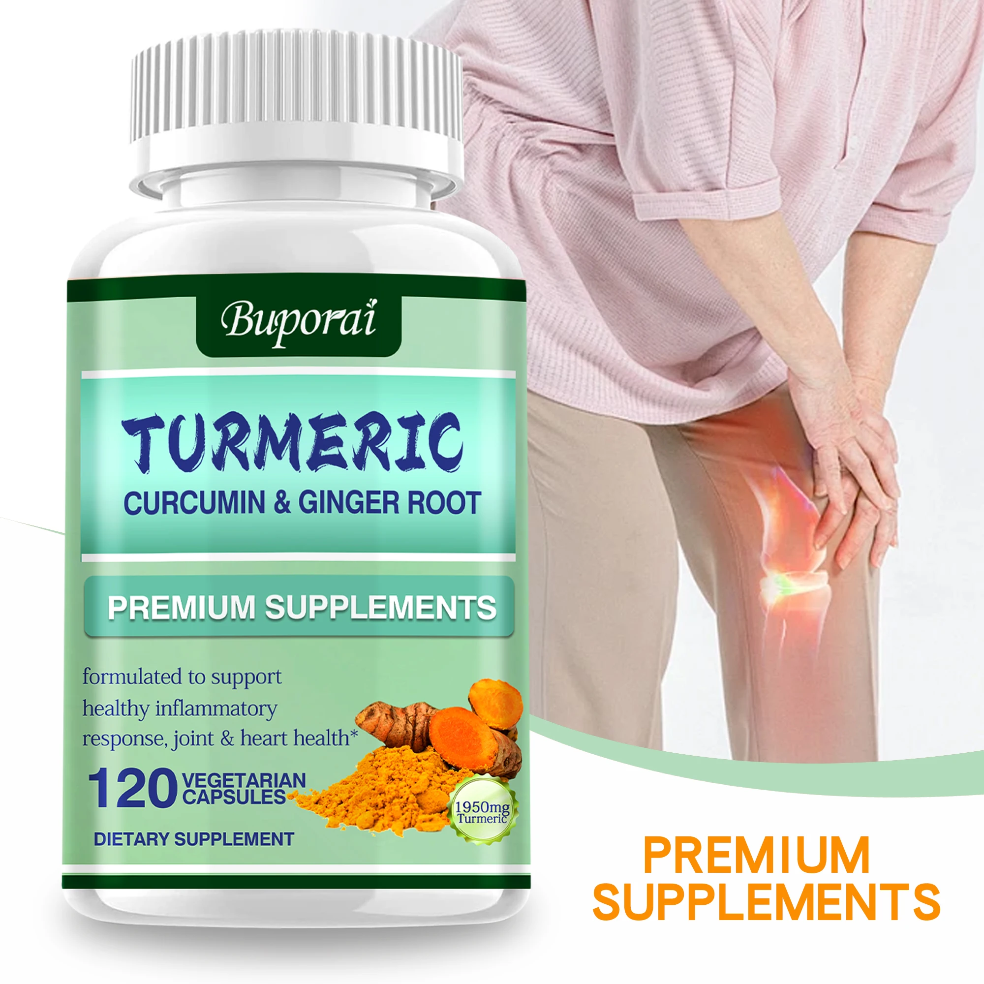 Turmeric Curcumin Capsule - Kurkuma Curcumine + Gemberwortel - Bevorder