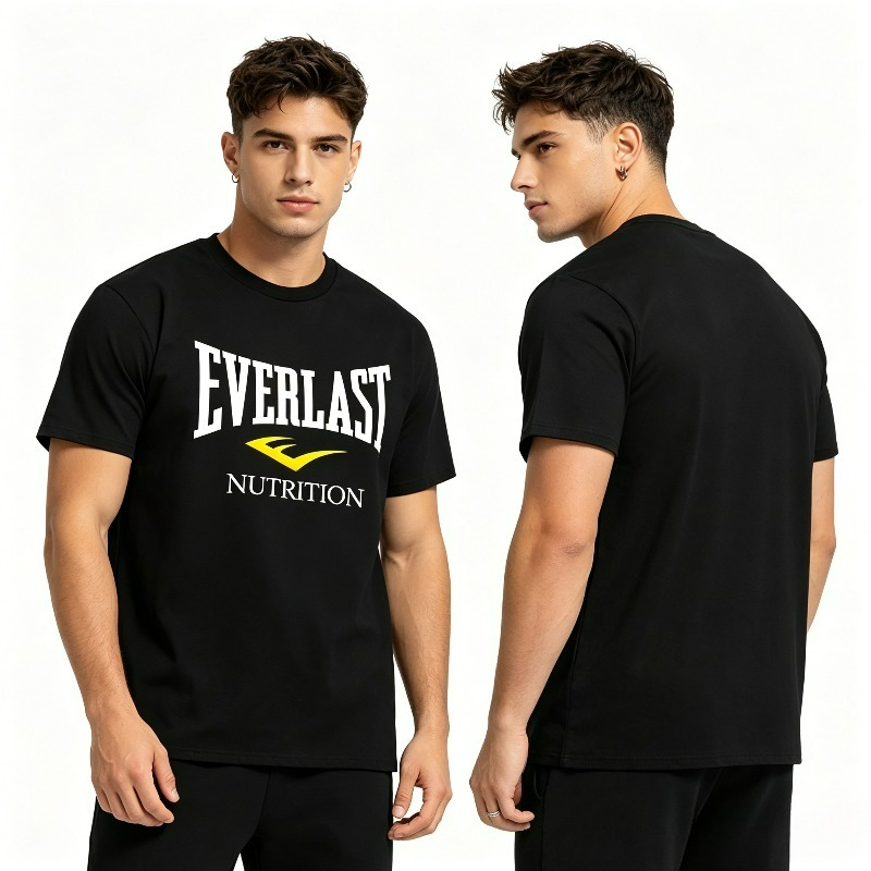 T Nutrition Fitness - Zwart-wit Everlast Nutrition Print T-shirt voor
